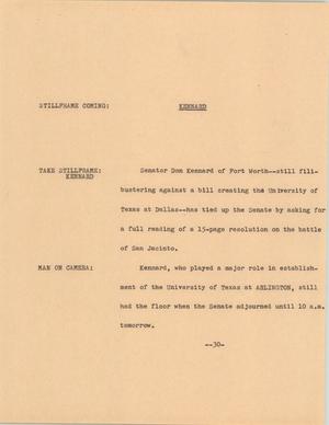 Primary view of object titled '[News Script: Kennard]'.