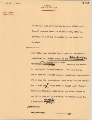 Primary view of object titled '[News Script: Council]'.