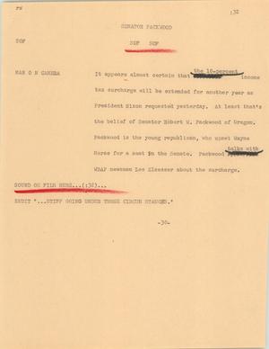 Primary view of object titled '[News Script: Senator Packwood]'.