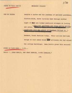 Primary view of object titled '[News Script: Voorhees College]'.