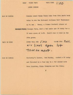 Primary view of object titled '[News Script: Golf]'.