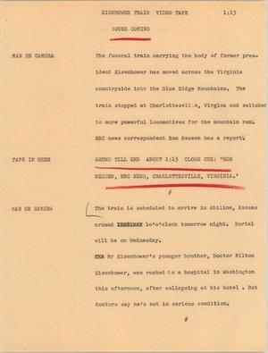 Primary view of object titled '[News Script: Eisenhower train]'.