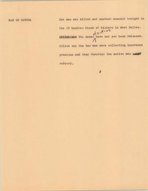 Primary view of object titled '[News Script: Armed robbery]'.