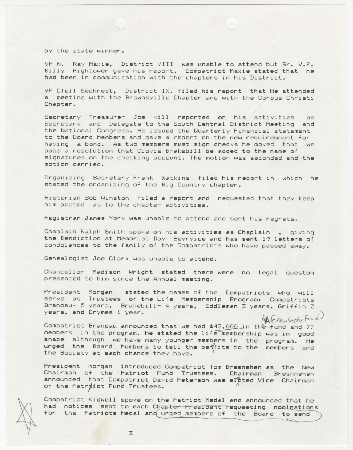 [Minutes for the TXSSAR Board of Managers Meeting: August 6, 1988]
                                                
                                                    [Sequence #]: 5 of 14
                                                