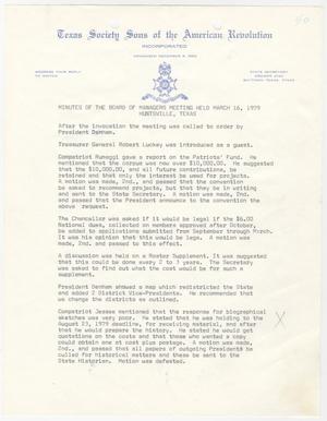 Primary view of object titled '[Minutes for the TXSSAR Board of Managers Meeting: March 16, 1979]'.