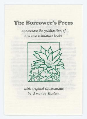 Primary view of object titled '[Pamphlet from the Borrower's Press]'.