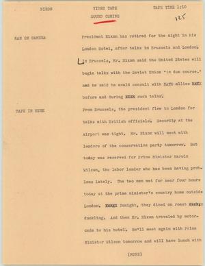 Primary view of object titled '[News Script: Nixon meets British officials]'.