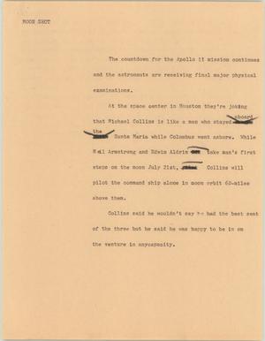 Primary view of object titled '[News Script: Moon shot]'.