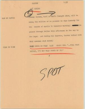Primary view of object titled '[News Script: Carson]'.