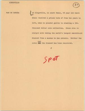 Primary view of object titled '[News Script: Kingsville]'.