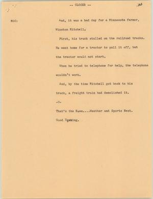 Primary view of object titled '[News Script: Mitchell's no good day]'.