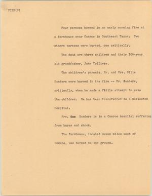 Primary view of object titled '[News Script: Fire(s)]'.