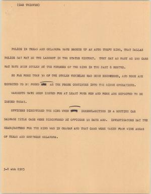 Primary view of object titled '[News Script: Car Thieves]'.