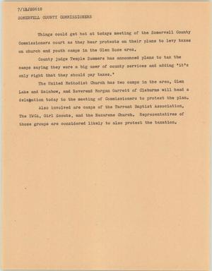 Primary view of object titled '[News Script: Somervell County Commissioners]'.
