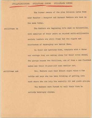 Primary view of object titled '[News Script: Medders home]'.