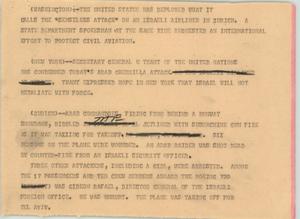 Primary view of object titled '[News Script: News on American attacks on Israel]'.