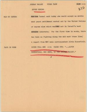 Primary view of object titled '[News Script: Jordan Valley]'.