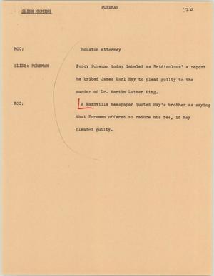 Primary view of object titled '[News Script: Foreman]'.