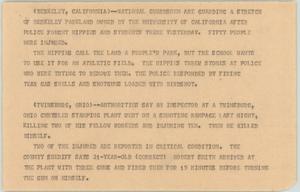 Primary view of object titled '[News Script: Riots and shootings]'.