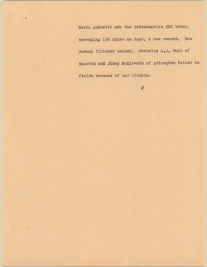Primary view of object titled '[News Script: Andretti]'.