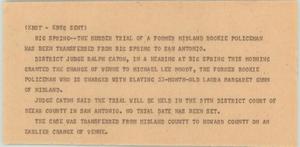 Primary view of object titled '[News Script: Murder trial moved]'.