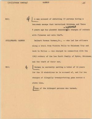 Primary view of object titled '[News Script: Garmon]'.