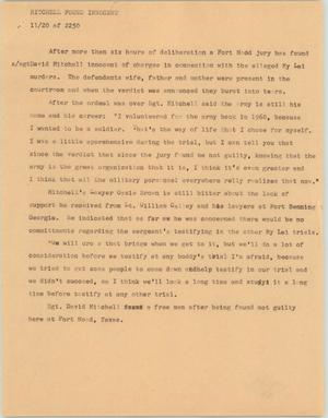 Primary view of object titled '[News Script: Sergeant court martial ends]'.