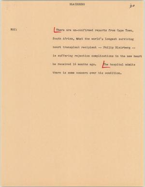 Primary view of object titled '[News Script: Blairberg]'.