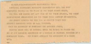 Primary view of object titled '[News Script: Legislation--workman's compensation bill]'.