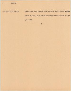 Primary view of object titled '[News Script: Comics]'.