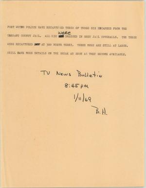 Primary view of object titled '[News Script: 3 escapees caught]'.