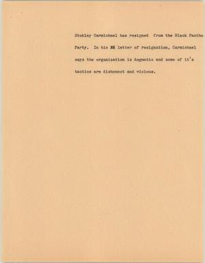 Primary view of object titled '[News Script: Carmichael]'.