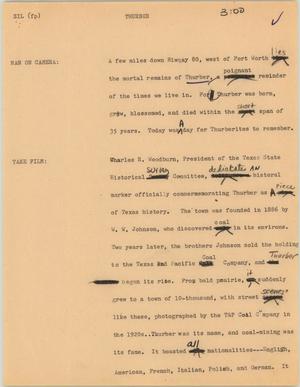 Primary view of object titled '[News Script: Thurber]'.
