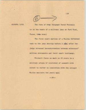 Primary view of object titled '[News Script: Jury finalizes court martial]'.