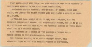 Primary view of object titled '[News Script: Miss Texas winners]'.