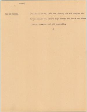 Primary view of object titled '[News Script: School]'.