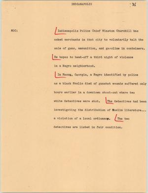 Primary view of object titled '[News Script: Indianapolis]'.