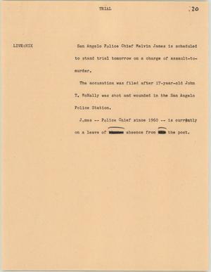 Primary view of object titled '[News Script: Police chief on trial]'.