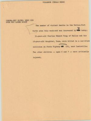 Primary view of object titled '[News Script: Violence]'.