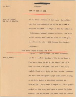 Primary view of object titled '[News Script: Bombings]'.