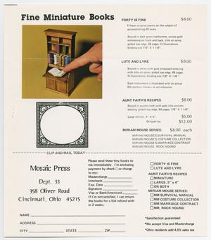 Primary view of object titled '[Ad for the Mosaic Press]'.