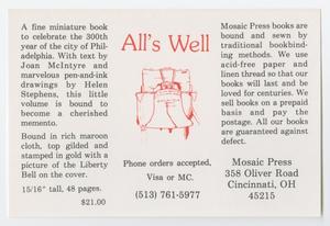 Primary view of object titled '[Flyer for the Mosaic Press]'.