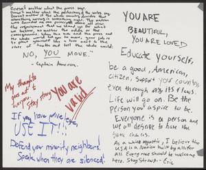 Primary view of object titled '[White "You Are Beautiful, You Are Loved" poster]'.
