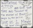 Poster: [White "Invitation to Stop..." poster]