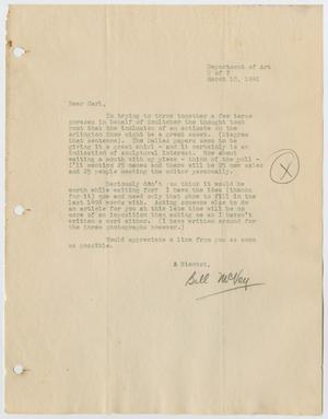 Primary view of object titled '[Letter from Bill McVey]'.