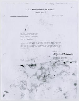 Primary view of object titled '[Letter from Elizabeth Mitchell]'.