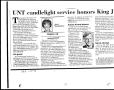 Thumbnail image of item number 1 in: '[UNT candlelight service honors King Jr., January 15, 1995]'.