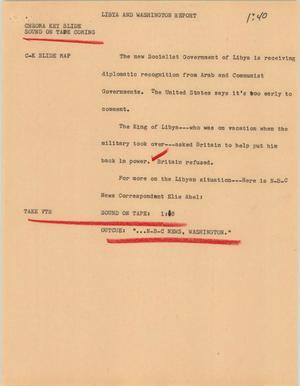 Primary view of object titled '[News Script: Libya and Washington report]'.