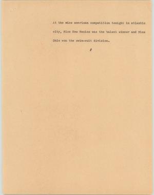 Primary view of object titled '[News Script: Miss America competitions]'.