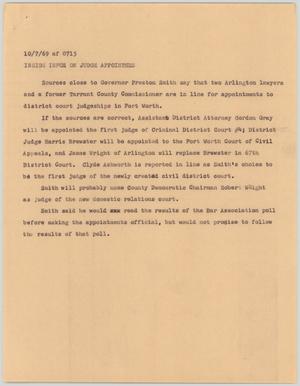 Primary view of object titled '[News Script: Inside info on judge appointees]'.